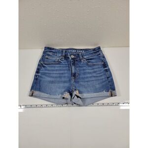 American Eagle High-Rise Shortie Women 2 Blue Excellent Denim Stretch Shorts